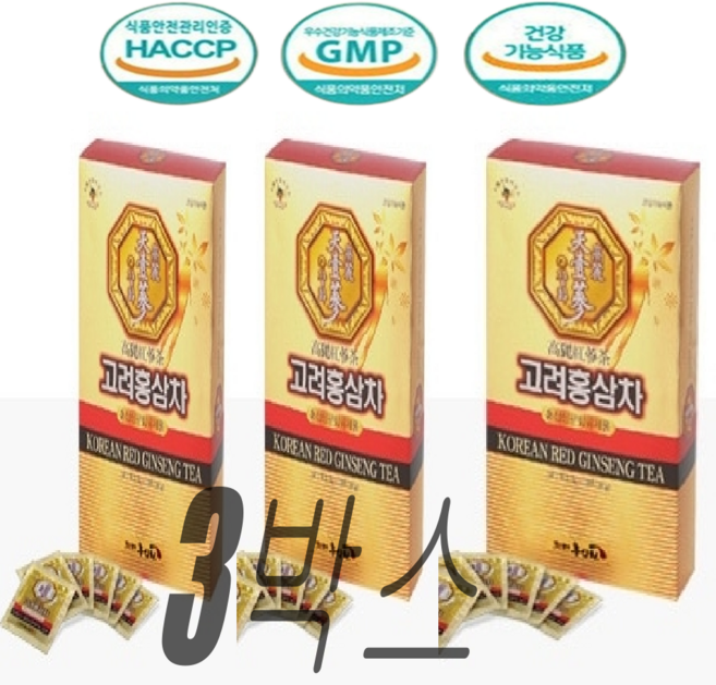 아라 고려 홍삼차 6년근, 3박스, 100개입, 3g