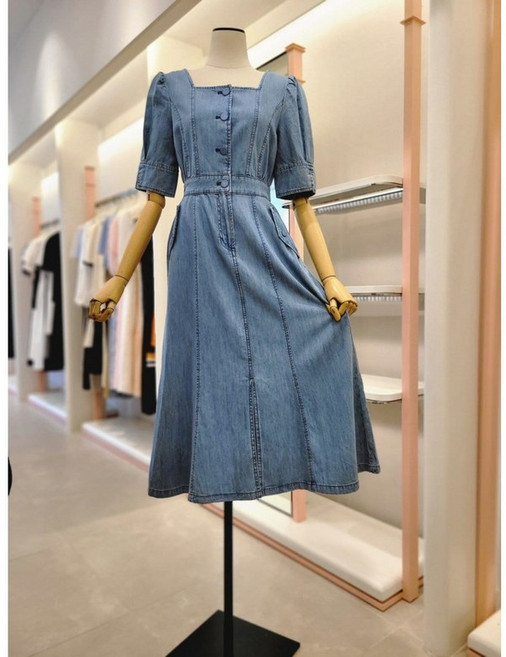 정품 잇미샤 여성 버튼 포인트 데님 원피스 (ITP5DOP730)