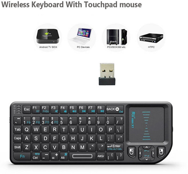 오리지널 Rii X1 2.4GHz 미니 무선 키보드 안드로이드 TV 박스/PC/노트북용 터치 패드가 있는 영어/RU/ES/, 협력사, 영어 키보드