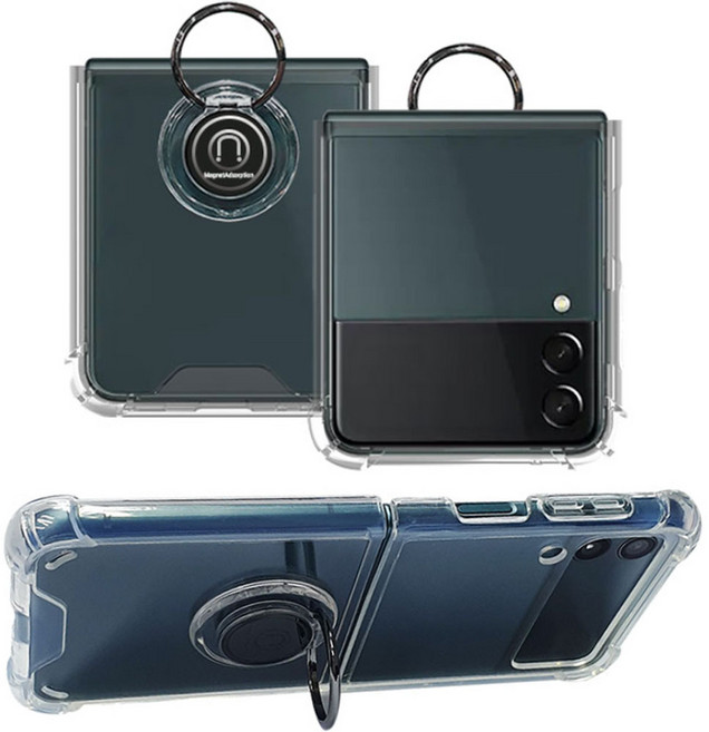 갤럭시 Z 플립 4/3 자석 핸드링 젤리 하드 케이스 마그네틱 거치 에어 범퍼 위드링 갤 지플립 F721 F711