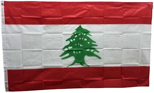 레바논 국기 Lebanon flag 90x150cm 폴리에스터 90g 금속 고리 이중 스티치 마감, 1개, RED+WHITE+GREEN