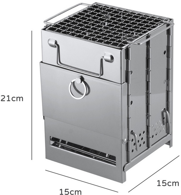 迷你焚火台 柴火爐 露營用品, 1個, 折疊不鏽鋼燒烤爐,插銷款