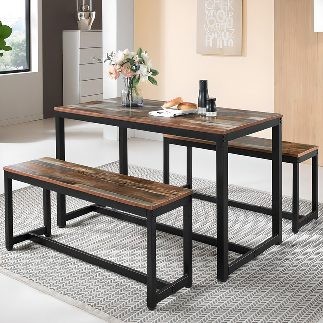 키모 다용도 식탁 세트(테이블1+의자1), 빈티지, 일반 1 + 벤치 1