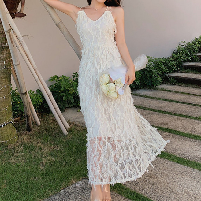 블랙루비스 롱 원피스 여름 바캉스 나시 백트임 플로리다 드림