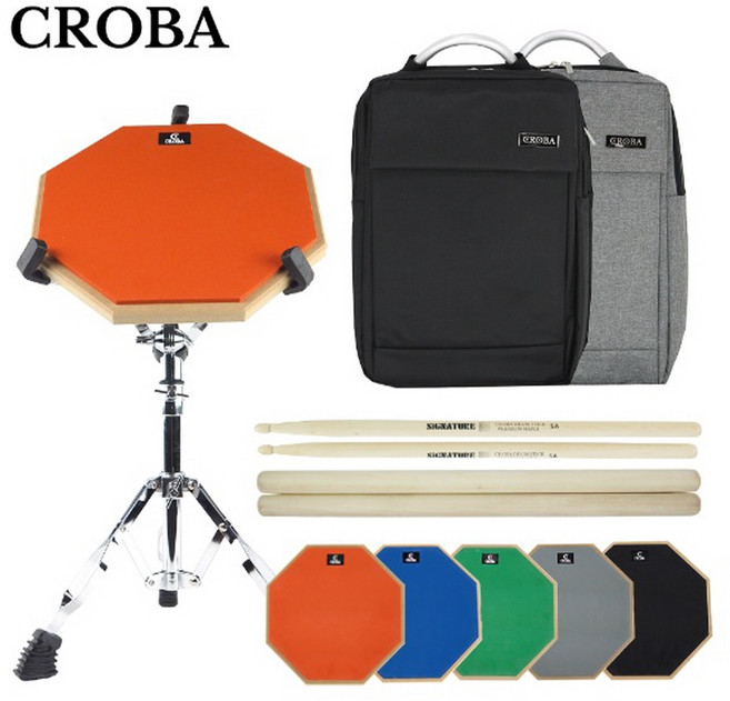 드럼패드 크로바 드럼 난타 연습패드세트 30cm CDP-12 (스틱 각인무료), 오렌지, 1개