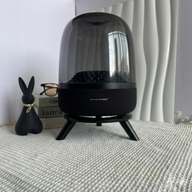 하만카돈 스피커 원목 스탠드 미끄럼 방지 충격 흡수 받침대 3 4 5 세대 호환 증폭 완화 보호, 블랙베이스+블랙다리