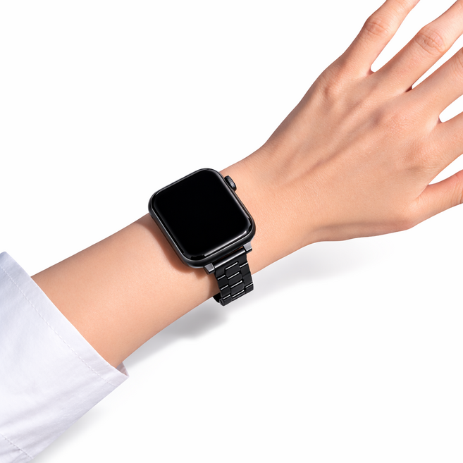 애플워치 호환 메탈 슬림 스트랩, 1개, 블랙