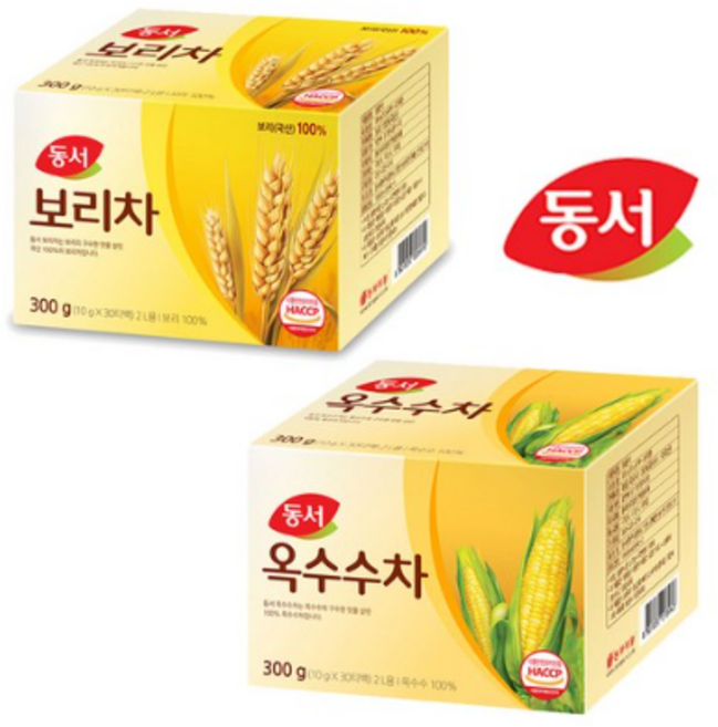 [제이원마켓] 동서 옥수수차300g + 동서 보리차300g 티백 세트구성, 300g, 10g
