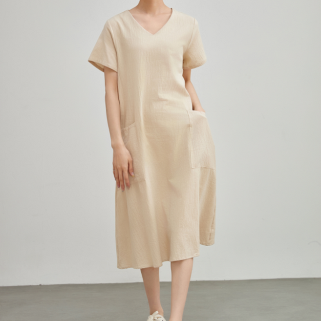 에쉬울프 빅사이즈 브이넥 롱원피스