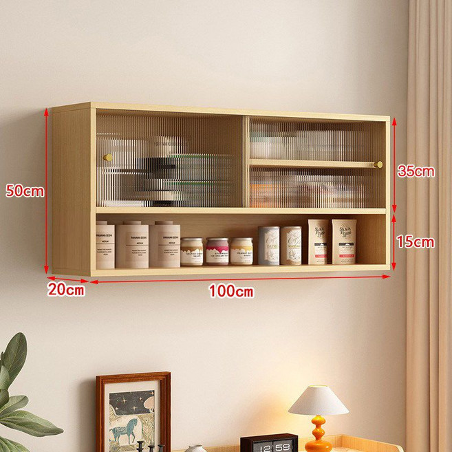 주방 상부장 찬장 캐비닛 그릇 벽걸이 벽선반 선반장 싱크대, 로그 색상  100x20x50cm