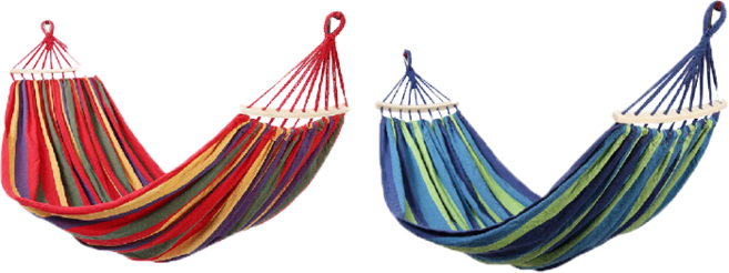 升級 附收納袋/綁繩/加固木棍 露營吊床 戶外盪鞦韆, 單人-藍色(彎棍款)