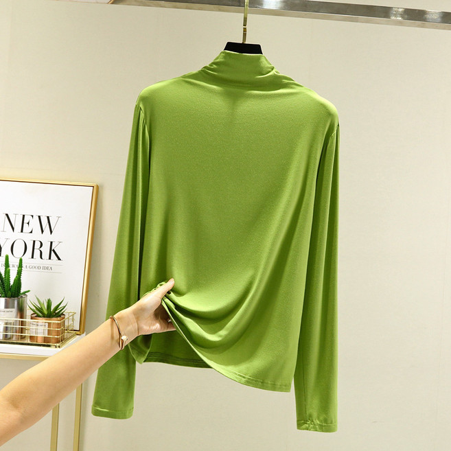 [XUMAO]빅사이즈 모달 반폴라 여자 기본 이너티 목폴라 반목 긴팔 티셔츠 12컬러