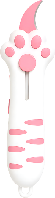 일상채움 고양이 박스 커터칼 택배칼 언박싱 테이프커터, 1개, 핑크