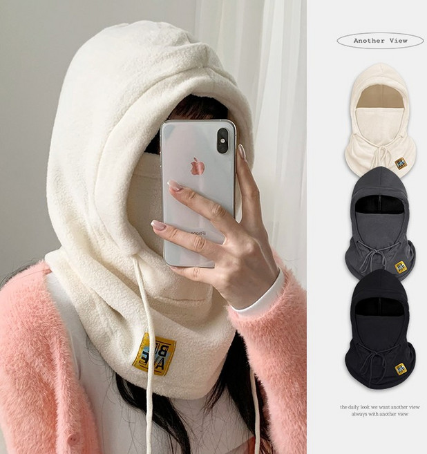 어나더뷰 2942 [3컬러] 포디 후드 바라클라바 페이스커버 목도리 머플러 넥워머 귀도리 귀달이 기모 겨울 모자