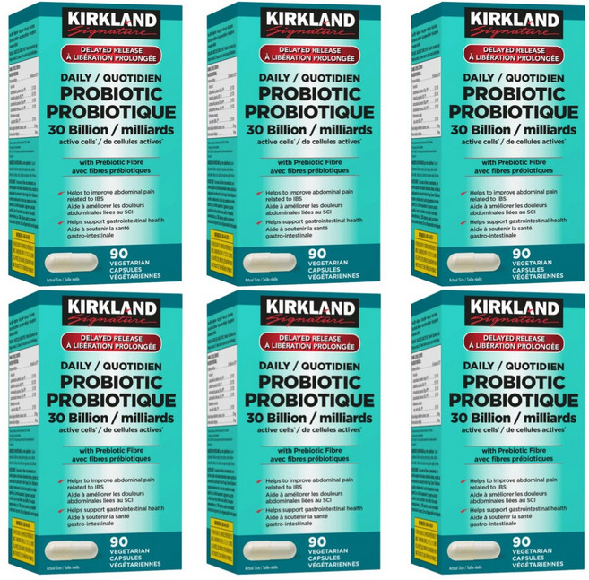 캐나다직송 커클랜드 데일리 프로바이오틱 300억 Kirkland Signature Daily Probiotic 30 Billion 90 Vegetarian Capsules, 6개, 90정