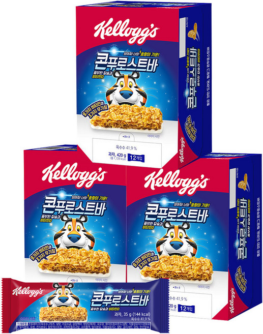 켈로그 호랑이기운 콘푸로스트바, 35g, 36개