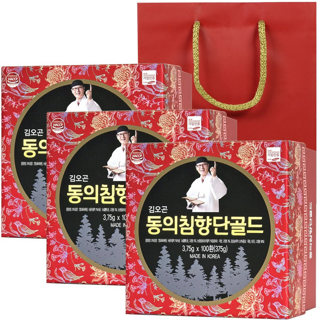 주원생활건강 NEW 김오곤 동의침향단 골드 100p 침향환 + 선물용 쇼핑백, 3.75g, 300개