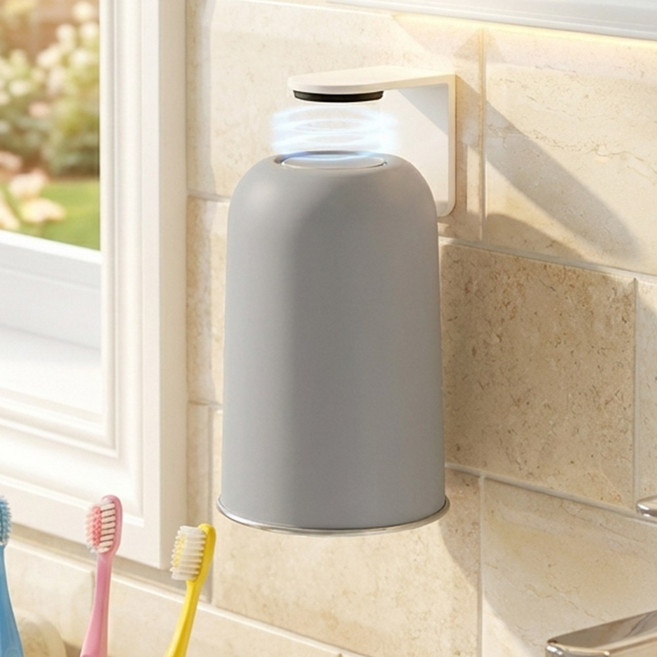 카로히포 무타공 스텐 304 자석 거꾸로 양치컵 걸이, 1개, 그레이