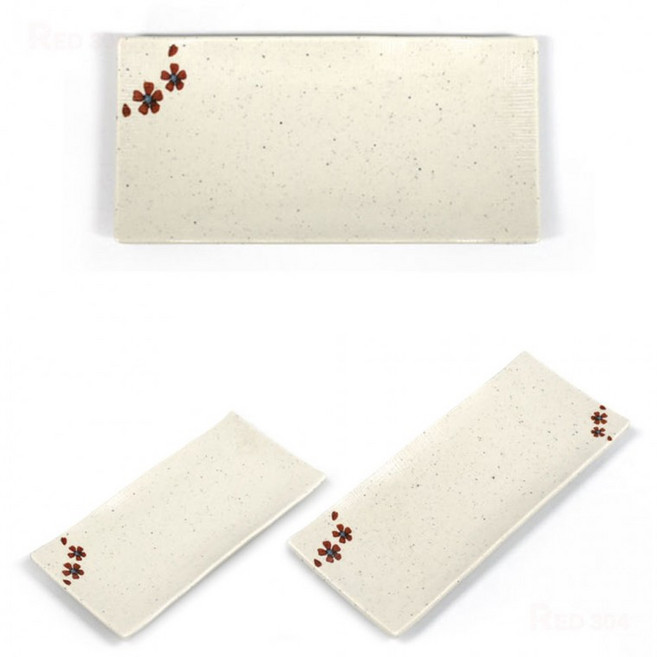 긴사각 멜라민 한정식 생선구이 반찬접시 샐러드 초밥 김밥 접시 길이 23.9cm 28.8cm, 2호, 2호, 1개