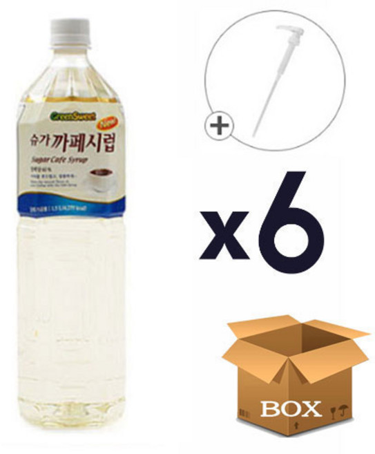 대상 슈가 카페시럽 화이트 1.5L 1박스 6개 + DY시럽펌프