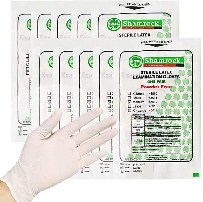 삼락 라텍스 멸균 장갑 M 백색 1회용 글러브 진료용 의료용, 10개