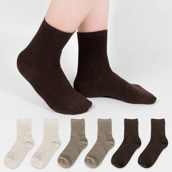 삭스너 여성용 컬러플 하프골지 중목 양말 6켤레 SET