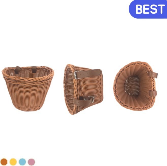 버프하이 라탄바구니 자전거 킥보드 스쿠터 탈부착 바스켓 수납바구니 악세사리, 1개, 스카이 블루