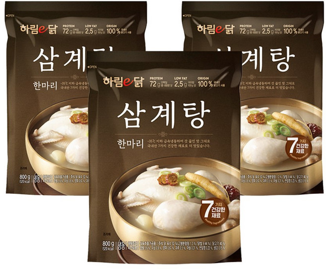 하림이닭 한마리삼계탕 800g 3봉, 3개
