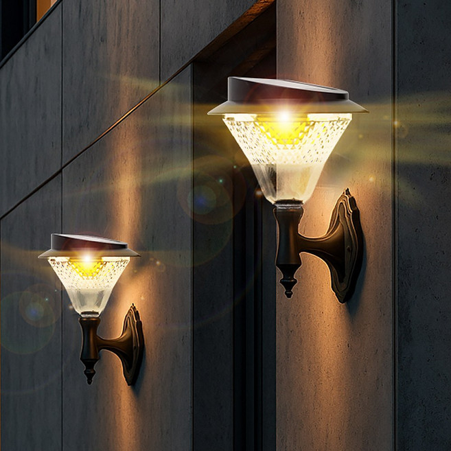 신성나라 태양광 정원등 COB 태양열 조명 LED 전등 잔디등, 벽걸이형(노란빛)