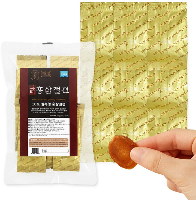 [국내산] 고려 홍삼절편 실속형 대용량 벌크형 건강 간식, 10개, 20g