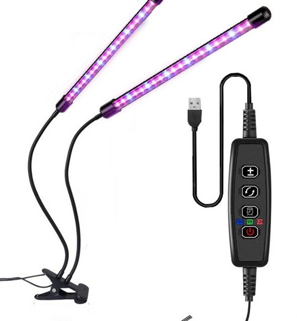 LED 植物日照燈 全光譜 10段調光 夾燈, 1個, 植物生長燈二管【全光譜】
