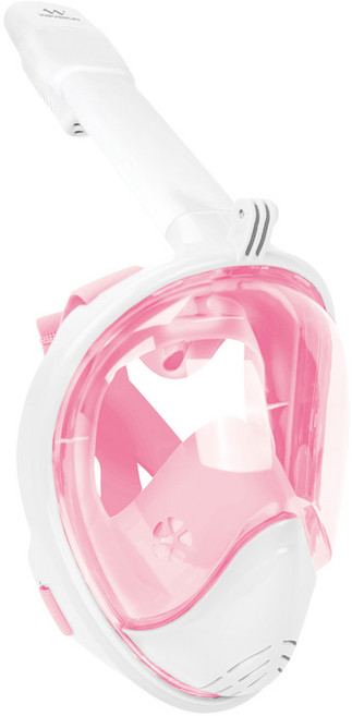 위베런 스노쿨링 마스크 이지브리더 4세대 풀페이스 스노클링 장비 일체형 물안경 세트, 핑크블라썸