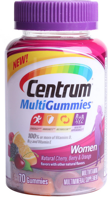 센트룸 여성용 멀티구미 내추럴 체리 베리 & 오렌지, 70정, 1개