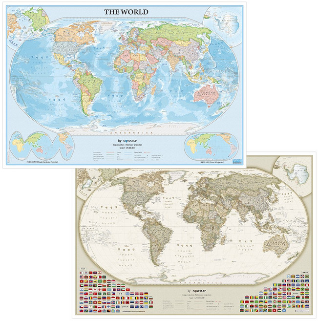 나우맵 로빈슨도법 세계지도 (대서양중심) 코팅 - 어린이 세계전도 여행 포스터, 01. 기본