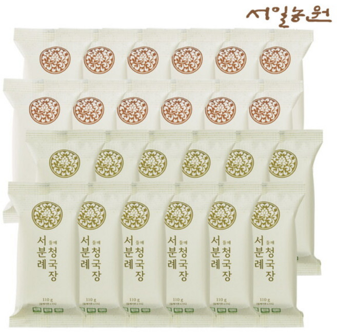 [서일농원] [24팩]서분례 명인 청국장 총 24팩(들깨청국장 110g*12팩 + 기본청국장 110g*12팩), 1세트, 2.64kg