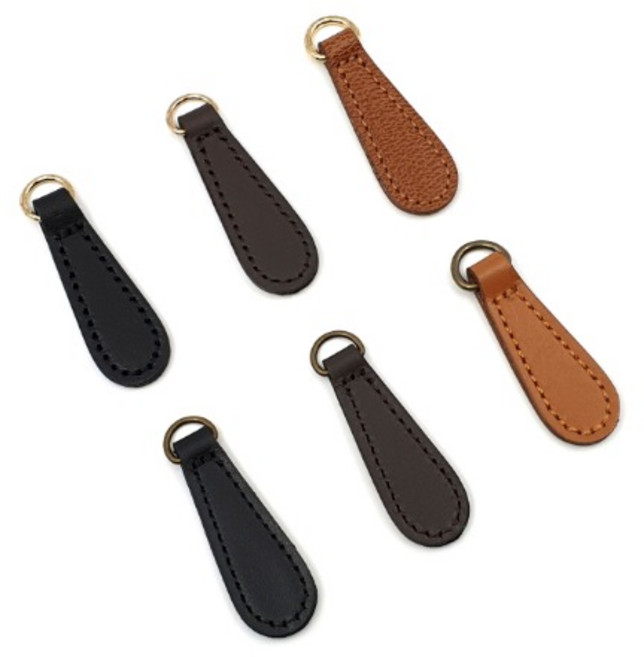 명품가죽지퍼고리 (지퍼손잡이)- 물방울, 금장, 브라운, 1개