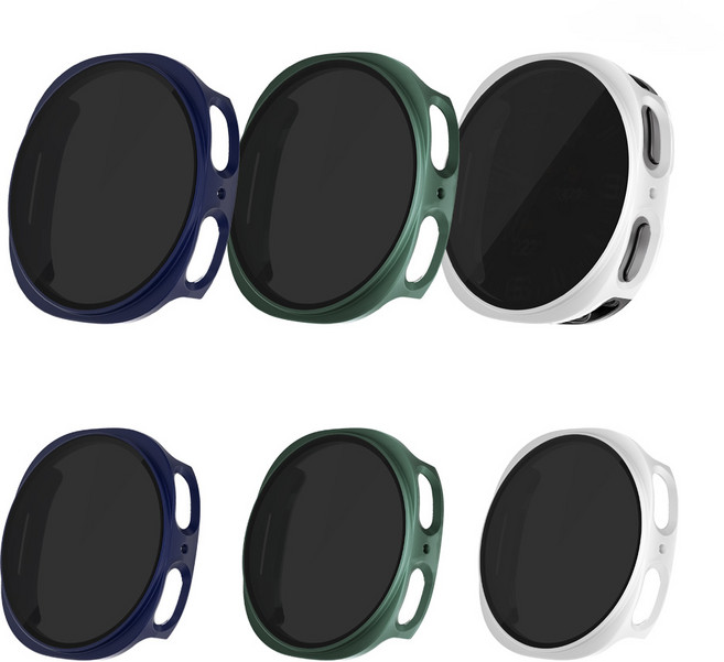 [젤센] 갤럭시워치8 전용 사생활보호 풀커버 일체형 9H 강화유리 케이스 오피스 3개 세트, (사생활보호)네이비+화이트+다크그린
