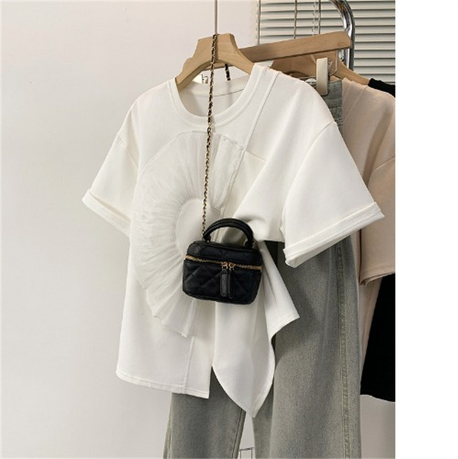 해피유통 여성 반팔티 여름 트임 언밸런스 톱 jhwj