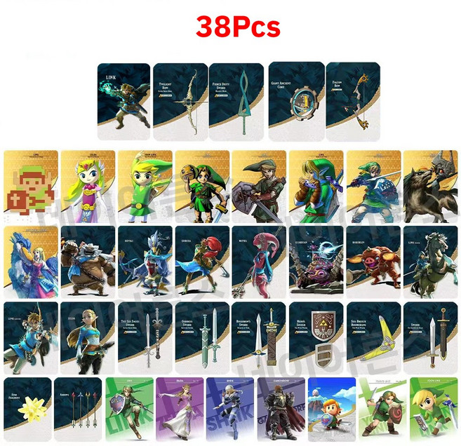 네이어른스 젤다의전설 전설 티어스 오브 더 킹덤 Amiibo 아미보 야생의 숨결 호환성카드 아미보 NFC 카드 세트, 38종, mini 카드, 1개