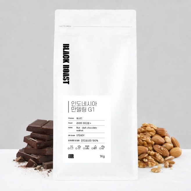 블랙로스트 인도네시아 만델링 G1 원두커피 홀빈(분쇄안함), 1개, 1kg