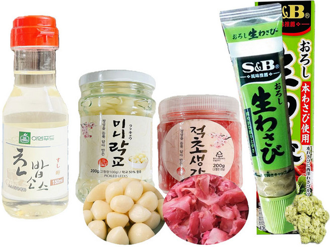 일식 초밥 회 재료 세트 와사비 락교 적초생강 단촛물, 1개, 643g