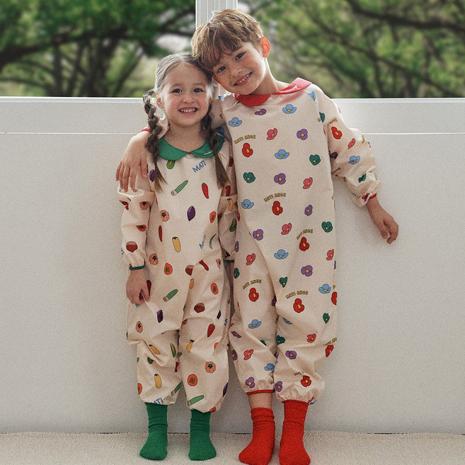 마티앙쥬 아기 유아 방수 전신 촉감놀이 미술가운, 카멜리아