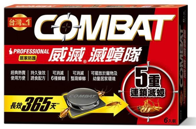 威滅 滅蟑隊 升級版 五重連鎖滅蟑 居家防護 1.5gx6枚入, 9g, 1個