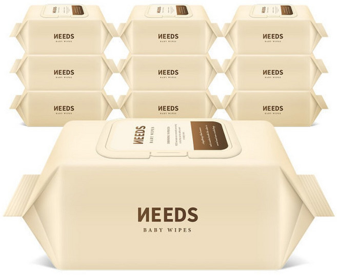 브라운 물티슈 니즈 브라운 물티슈 70매 캡형 10팩 고평량 80g, 10개