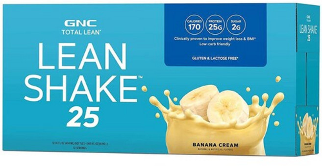 GNC 린 쉐이크 25 바나나 크림 414ml x 12병 분리 유청 단백질 프로틴