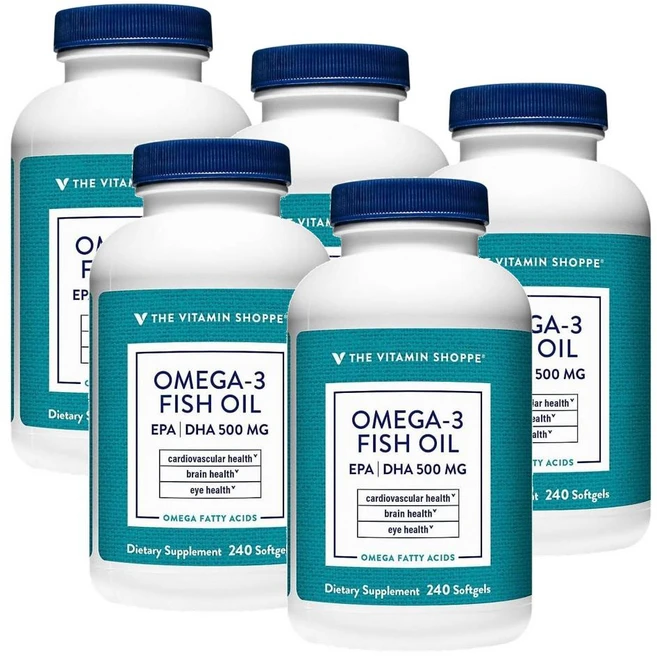 더비타민샵 오메가3 피쉬오일 500mg EPA DHA 소프트젤 The Vitamin Shoppe Omega 3, 5개, 240정 - 쿠팡