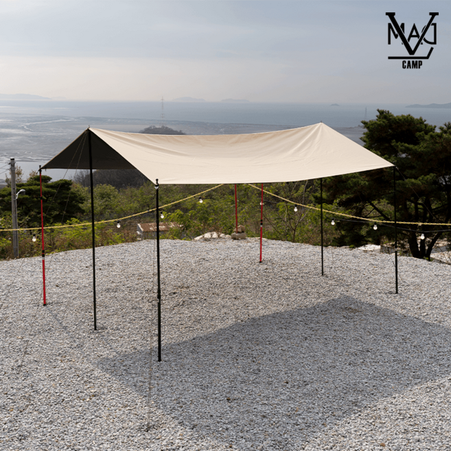 매드캠프 블랙코팅 타프 캠핑 옥스포드210D 렉타 타프 대형 210D 3x4 3x5 6.4.4, 베이지