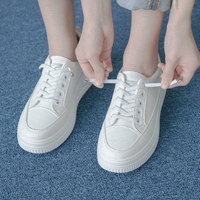 구두모모 하임 밴딩끈 통굽 스니커즈 (4cm)