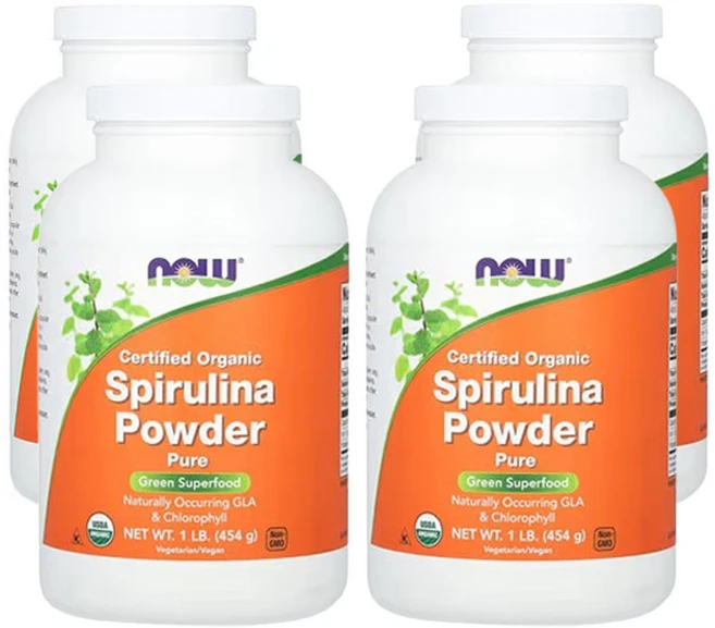나우 푸드 인증된 유기농 스피룰리나 가루 1lb (454 g), 4개, 454g - 쿠팡