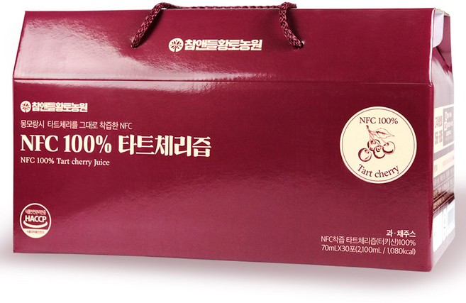 푸르담 착즙한 NFC 100% 타트체리 원액 주스, 30개, 70ml